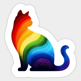 Rainbow cat silhouette 1 Sticker